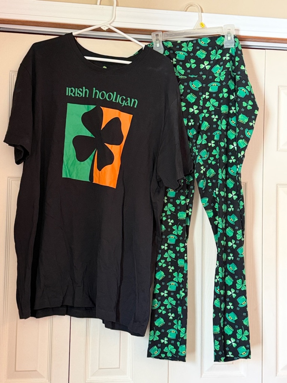 Irish Hooligan Black & Green Shamrock Tee and Leggings